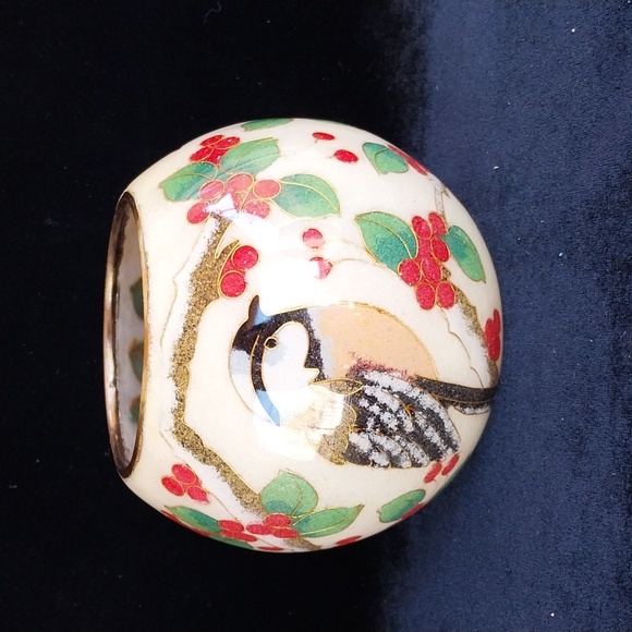 William Bill Yee Plique-a-Jour Cloisonne Chickadee Votive Candle Holder - Picture 1 of 7